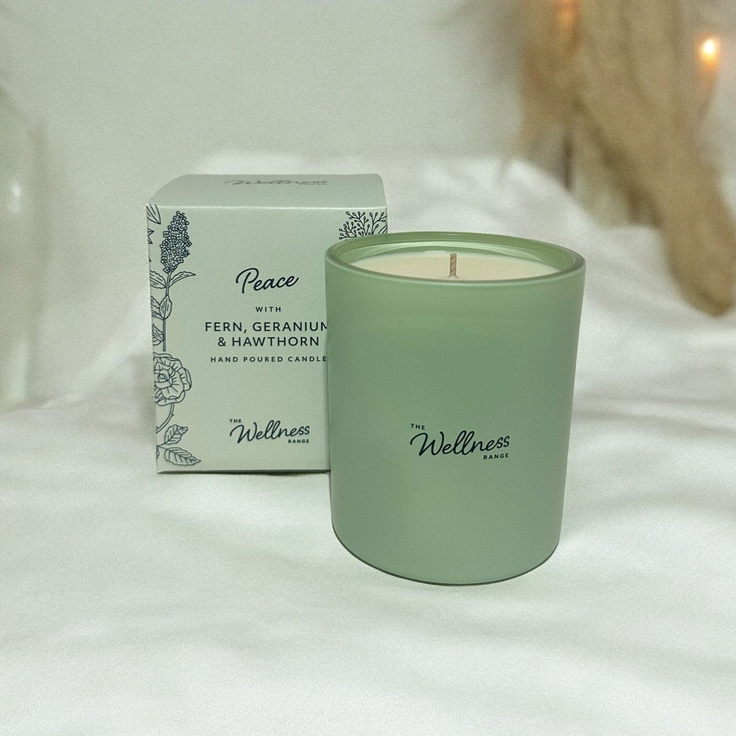 PEACE Wellness Glass Candle with Fern, Geranium & Hawthorn