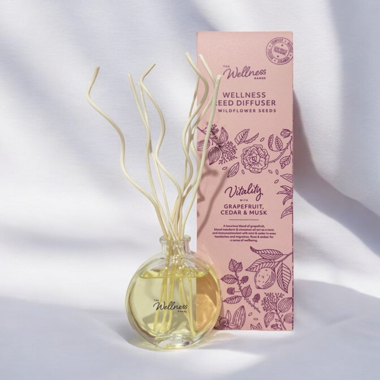 VITALITY Wellness Reed Diffuser with Grapefruit, Cedar & Musk