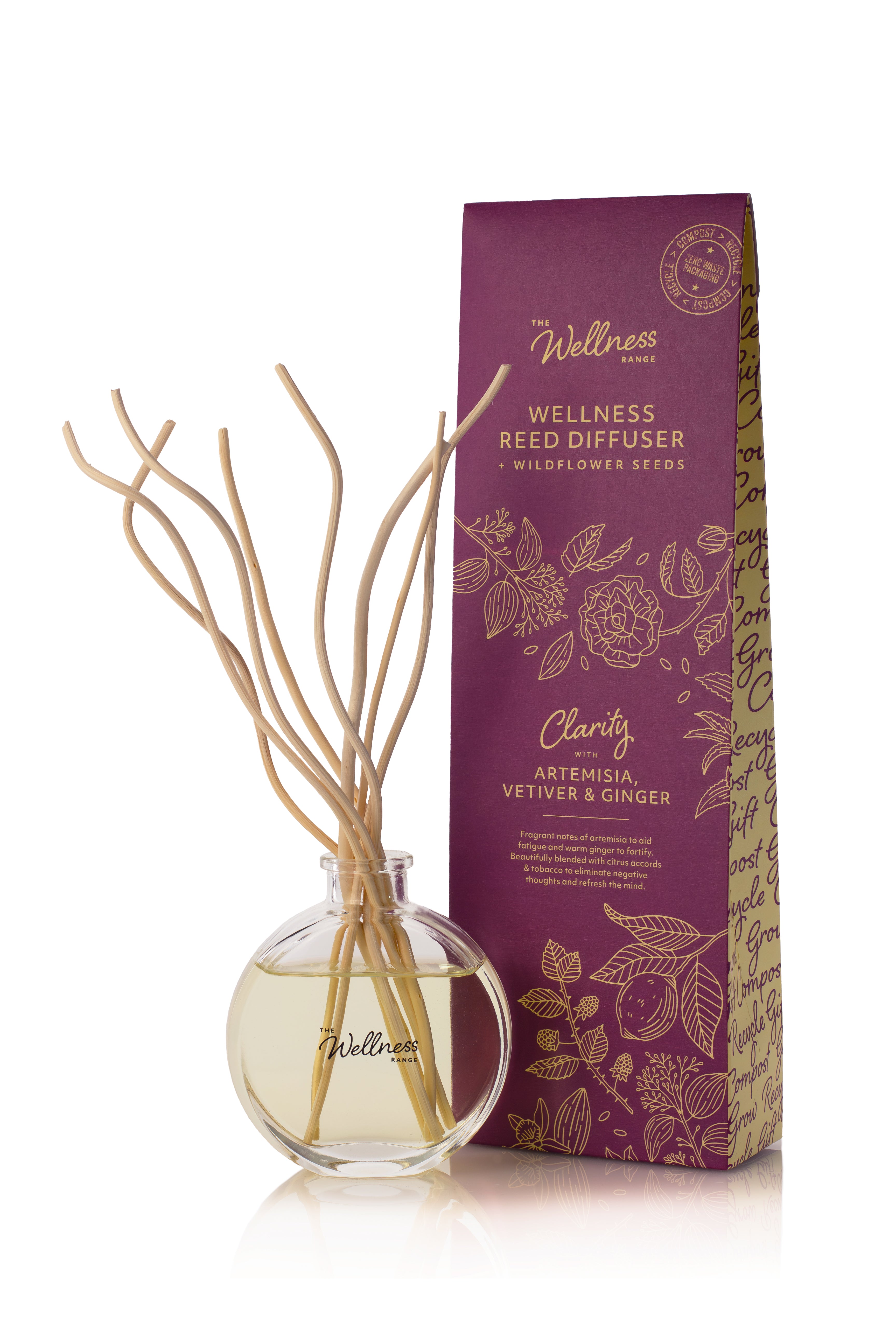 CLARITY Wellness Reed Diffuser with Artemisia, Vetiver & Ginger