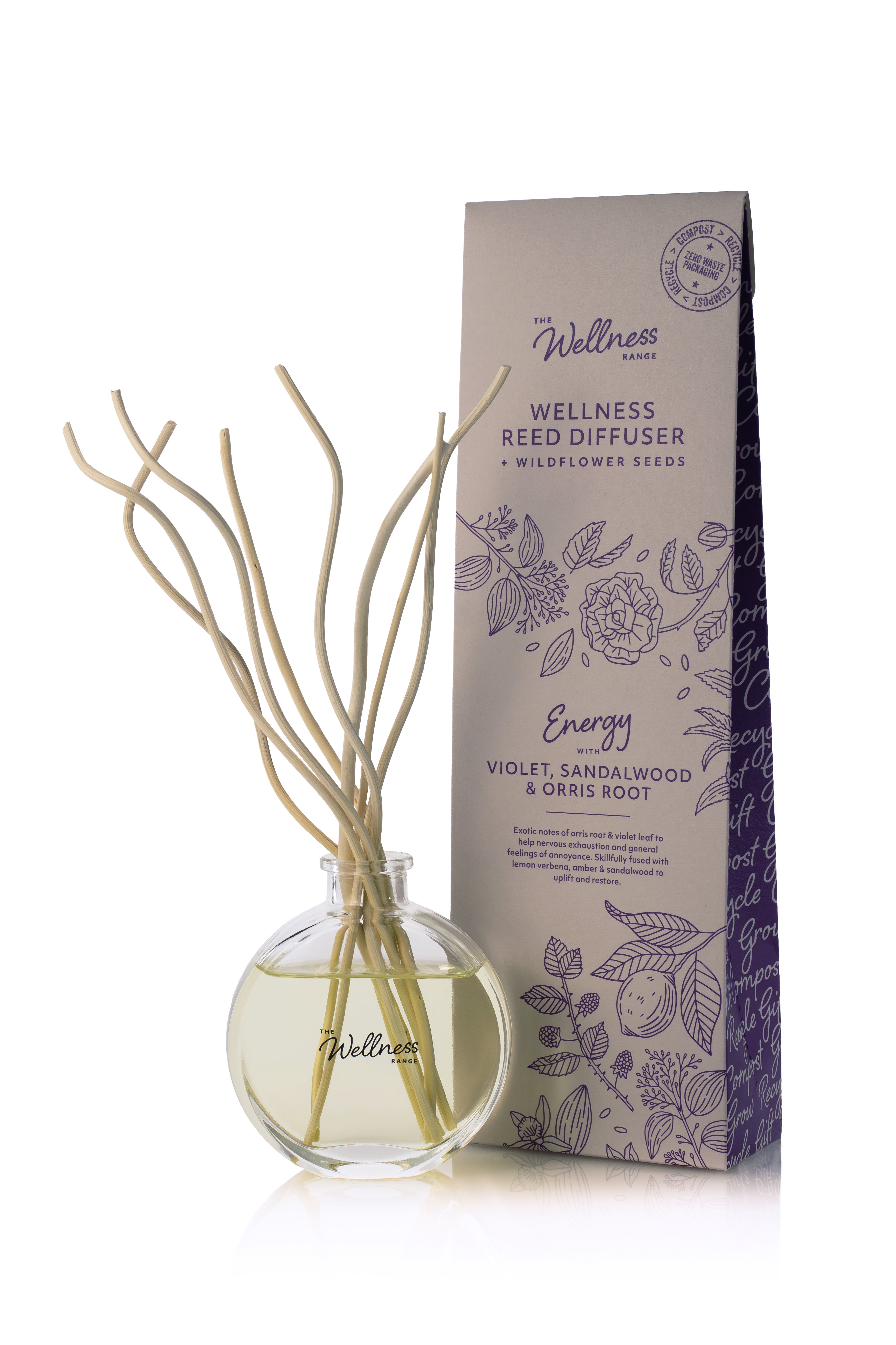 ENERGY Wellness Reed Diffuser with Violet, Sandalwood & Orris Root