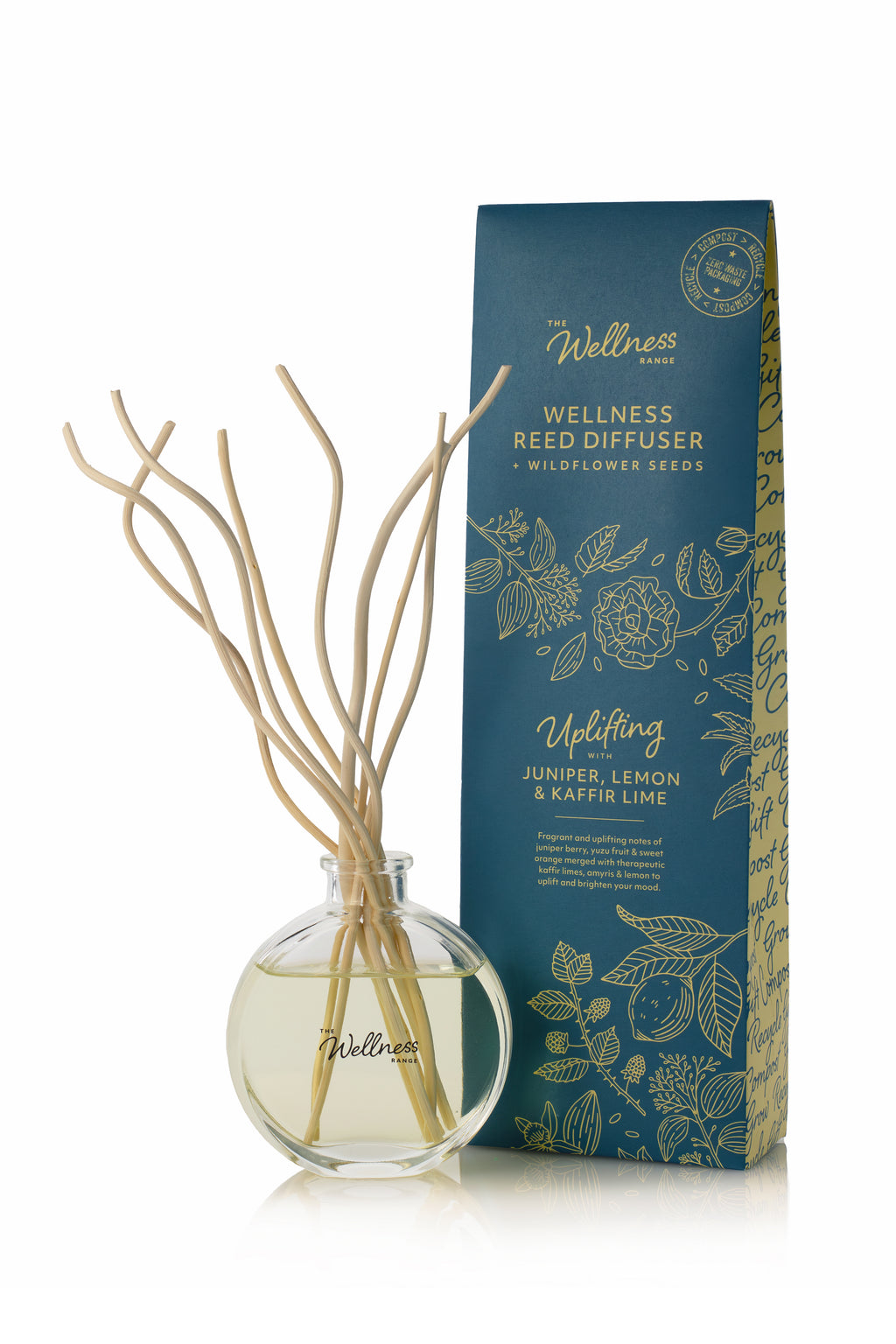 UPLIFTING Wellness Reed Diffuser with Juniper, Lemon & Kaffir Lime