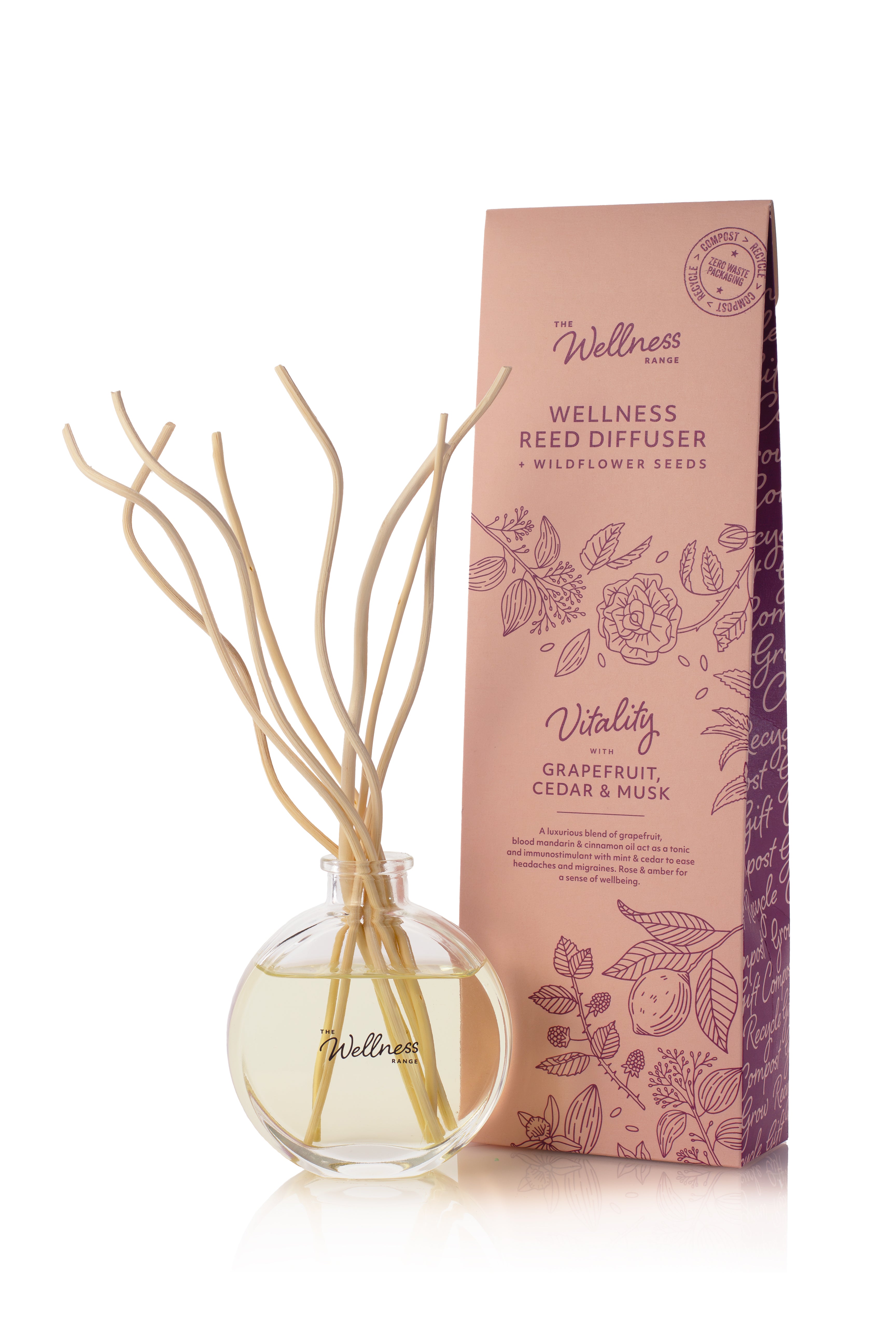 VITALITY Wellness Reed Diffuser with Grapefruit, Cedar & Musk
