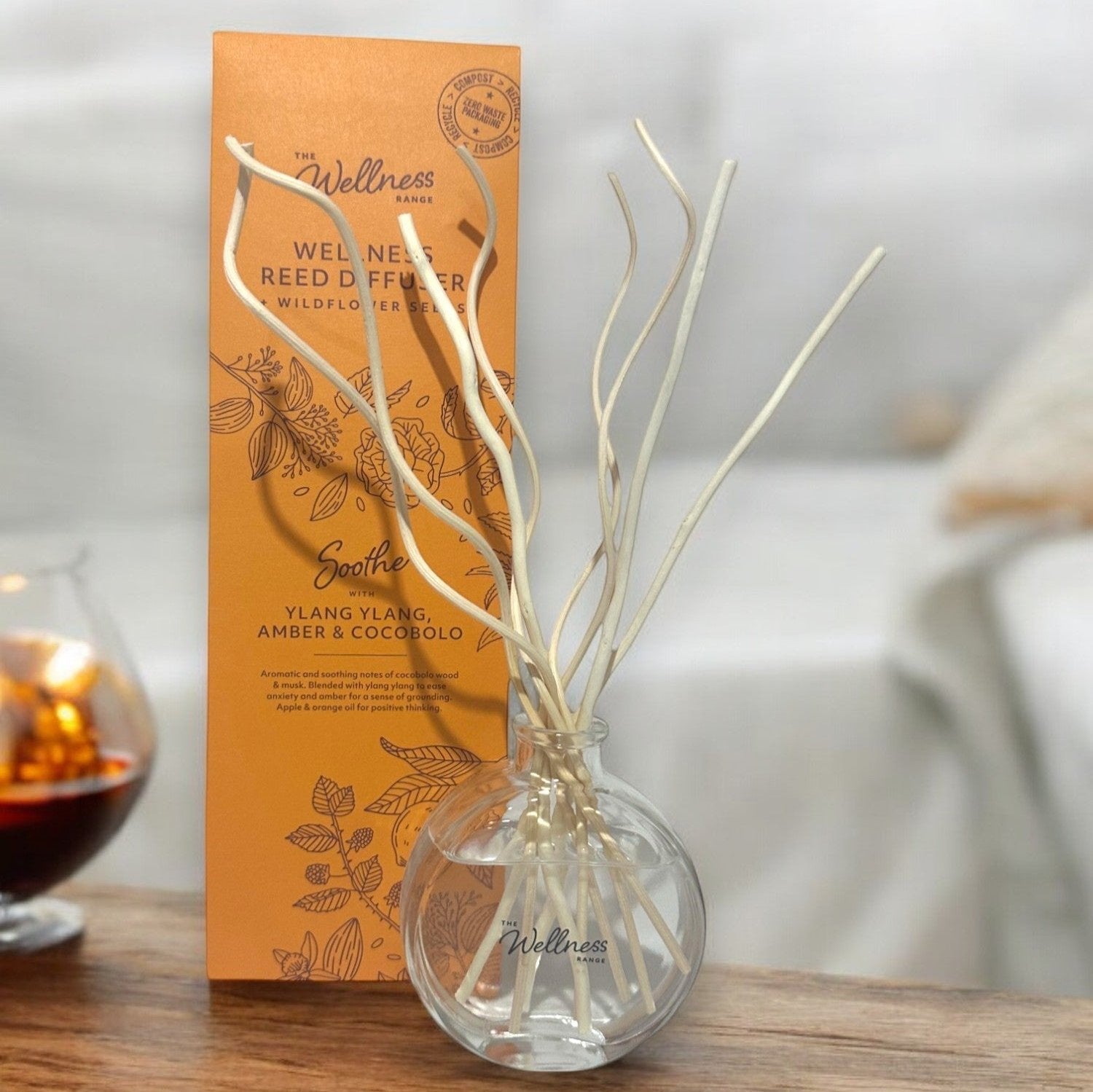 SOOTHE Wellness Reed Diffuser with Ylang Ylang, Amber & Cocobolo